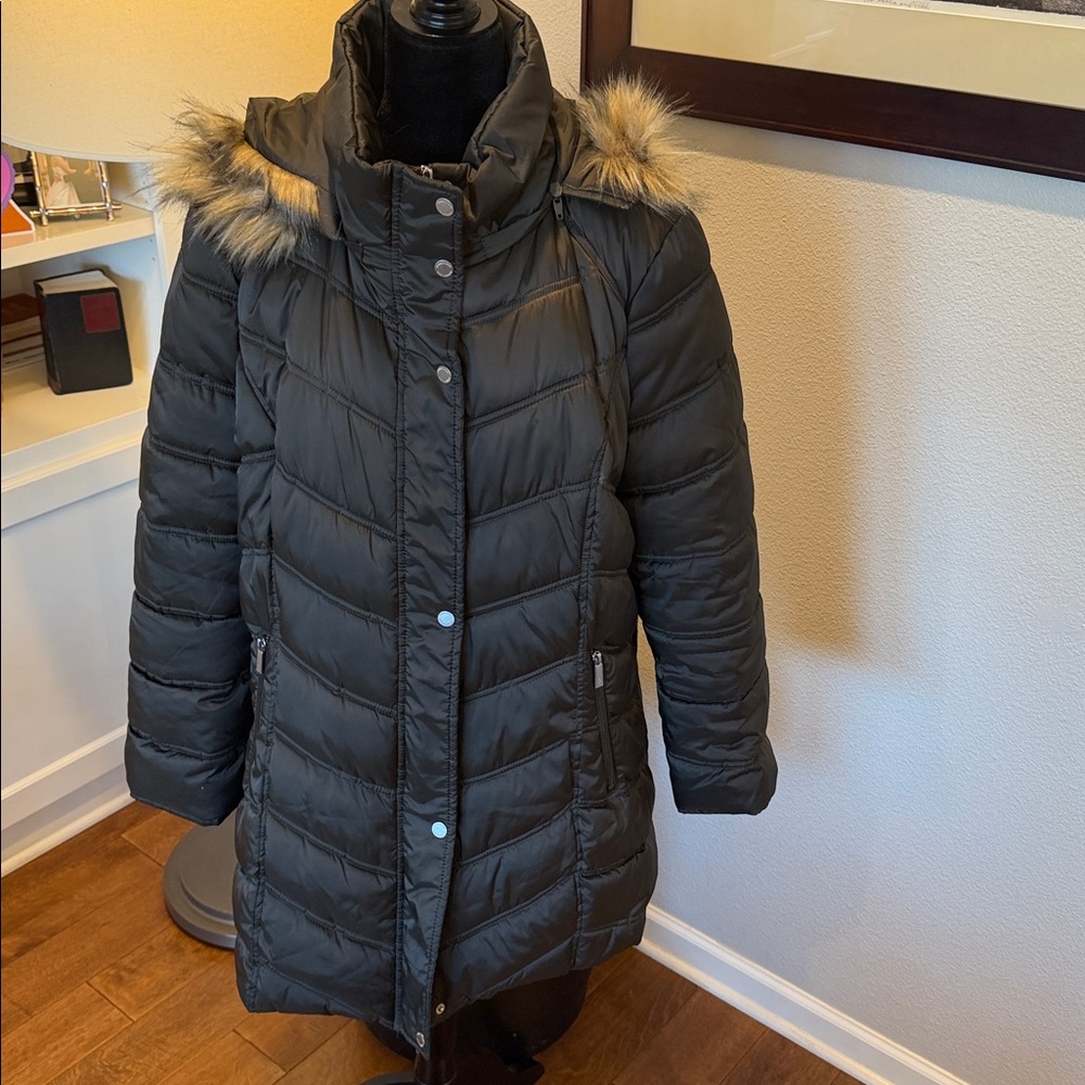 KENNETH COLE Quilted Faux Fur Hood Heavyweight Puffer Coat Jacket XXL EUC - Picture 2 of 4